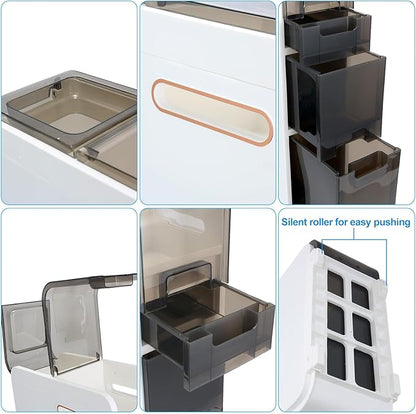 Ultra Thin Bathroom Storage Cabinet with Drawers for Living Room, Slim Bathroom, Kitchen, Room and Other Small Items (3 Tiers)