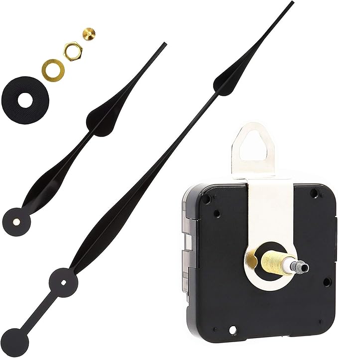 TIKROUND Youngtown 12888 High Torque Long Shaft Clock Movement Mechanism with 12 Inch Long Spade Hands Total Shaft Length 1-3/32 inches