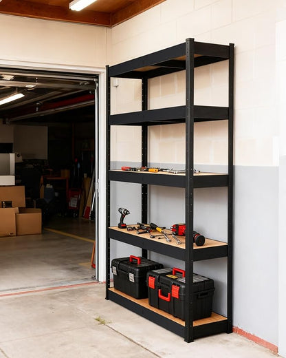 Garage Storage Shelves,60x18x72 Heavy Duty Garage Shelving Metal Adjustable Garage Shelves,5-Tier Adjustable Shelving Units,Loads 2000 LBS,Metal Storage Utility Racks for Warehouse,Pantry, Basement