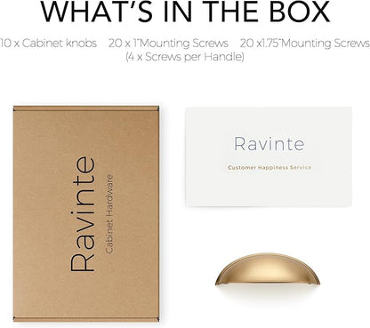 Ravinte 10 Pack 3" Drawer Pulls Champagne Bronze Cabinet Cup Pulls Kitchen Hardware Cabinet Handles Drawer Handles Knobs 3 inch Hole Center