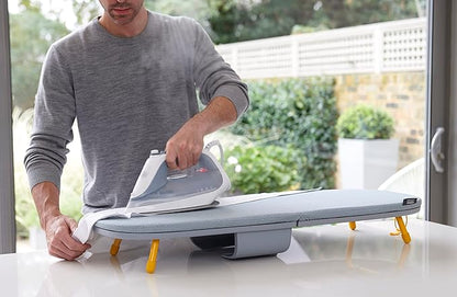 Joseph Joseph Pocket Folding Tabletop Ironing Board with Iron Holder and Wall Mount, Compact Space-Saving, Grey/Yellow
