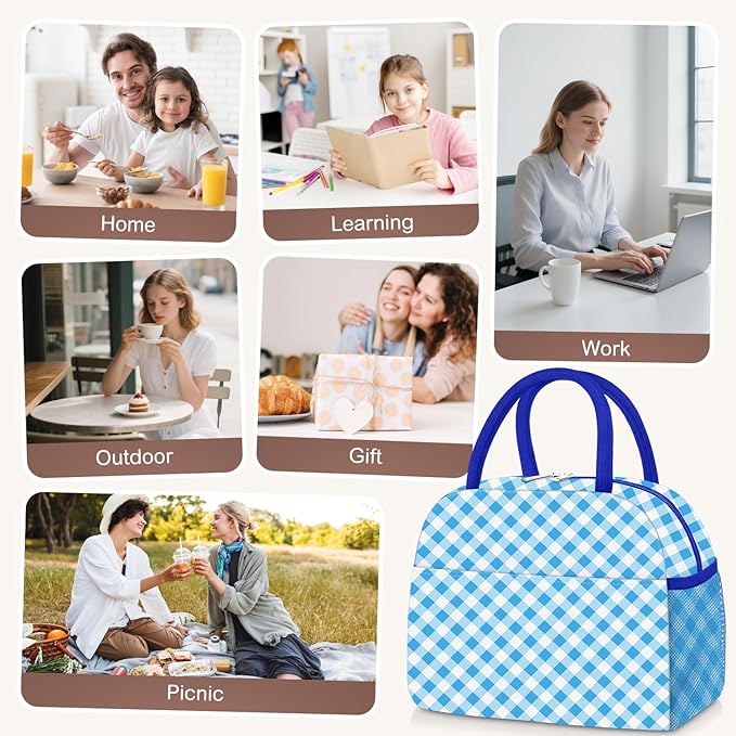 Lunch Box for Women Adult Men, Cute Insulated Lunch Bag Women Reusable Large Lunch Boxes Tote Bag Leakproof Simple Thermal Cooler Bag for Work Office Picnic