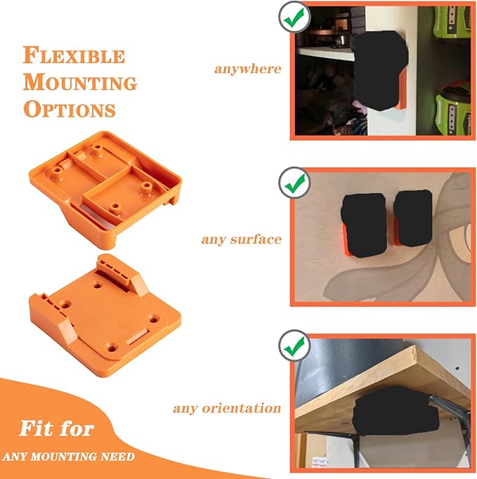 Crivnhar Battery Mount Holder Compatible for RIDGID 18V Batteries, Wall Mounts Hanger Fit for L1815R B1820R L1830R B1830R B1820, Organize Garage/Workshop/Work Truck(5 Pack, w/20 Screws, No Battery)
