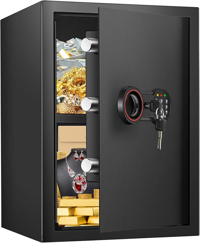 [19.7" Tall] Large Fireproof Home Safe Box, Anti-theft Safes with Dual Alarm System, Programmable Keypad and Spare Keys, Digital Fire Proof Safe for Home Money Firearm Documents Medicines