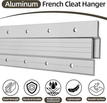3 Pairs 30" Heavy Duty French Cleat Hangers, Wall Cleats Hanging Kit for Pictures Mirrors Headboards, Aluminum Z Bar Clips Support 300 lbs - Interlocking Mounting Z Hanger Bracket and Hardware