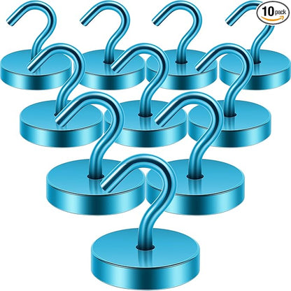 Neosmuk Magnetic Hooks, Cruise Ship Essentials, 120lb+ Heavy Duty Magnetic Hooks for Cruise Cabins, Refrigerator, Grill, Hanging, and Travel | Extra Strong Must-Haves Magnet Hook,Royalblue, Pack of 10