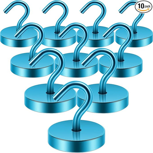 Neosmuk Magnetic Hooks, Cruise Ship Essentials, 120lb+ Heavy Duty Magnetic Hooks for Cruise Cabins, Refrigerator, Grill, Hanging, and Travel | Extra Strong Must-Haves Magnet Hook,Royalblue, Pack of 10