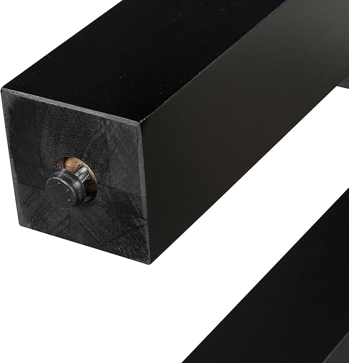 RUNNA Rustic Minimalist Console Table with Hidden Drawer, Side Power Outlet,Wood Entryway Table for Entryways, Living Rooms and Home Offices (Black#18)