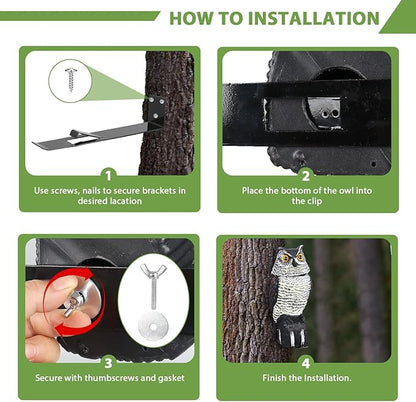 6 Pack Owl Mounting Bracket – Metal Bracket with Secure Clip Heavy Duty Owl Attachment Post Mount for Plastic Garden Owls