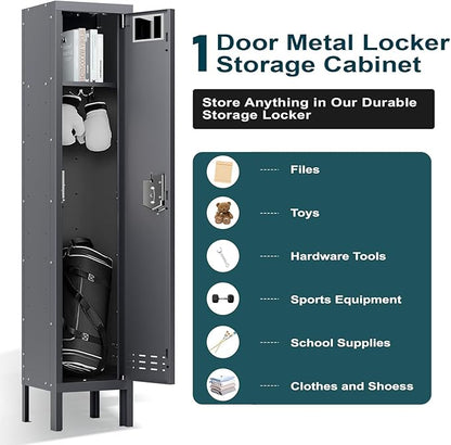 Metal Lockers - 66" Height Steel Lockers for Employees with Door Storage Locker with Card Slot for Employees Gym School Home Office Garage - Assembly Required
