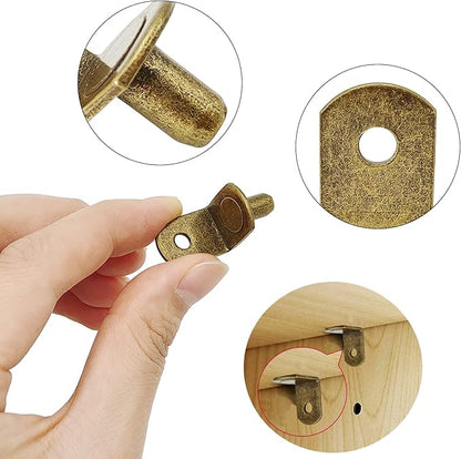 40 Pcs Shelf Pins Pegs,1/4 Inch L-Shaped Shelf Support Pegs,Bookshelf Pegs for Shelves,Cabinet Shelf Bracket Pegs with Hole,Shelf Pins Holders for Kitchen Furniture & Closet,Bronze Tone
