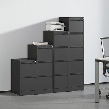 4 Drawer Metal File Cabinet with Lock Heavy Duty Lockable Filing Cabinets Home Office Steel File Cabinet Black Vertical File Cabinets for Legal/Letter Size File,Assembly Required