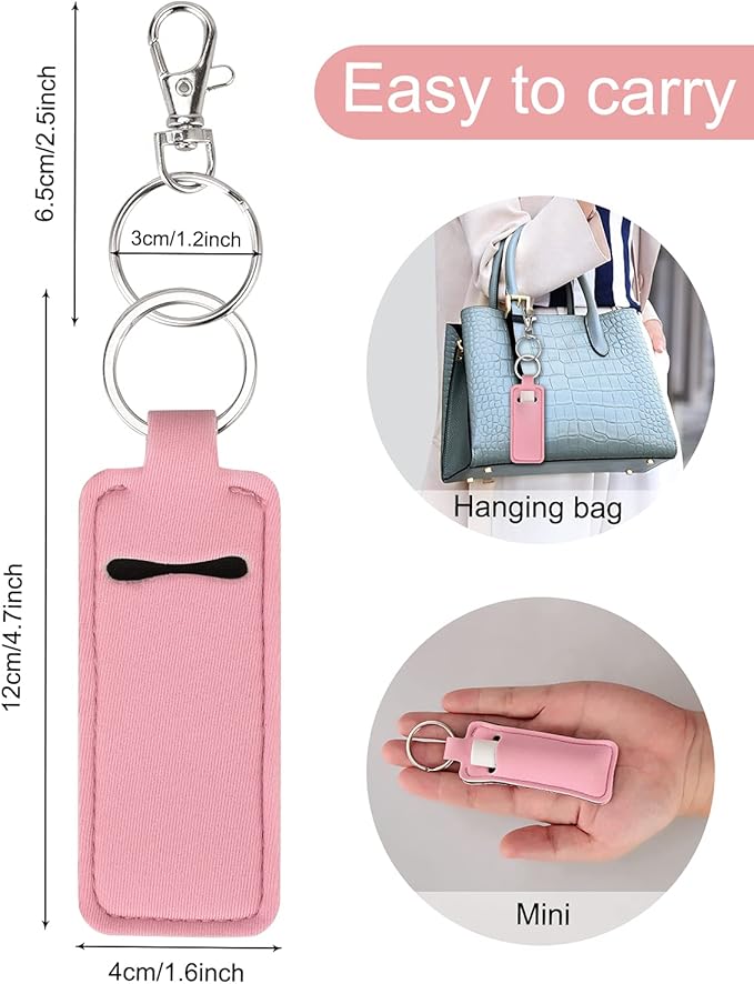 Chapstick Holder Keychain Lip Balm Holder Lipstick Sleeve Pouch Lip Gloss Holder Stocking Stuffers Gift for Women