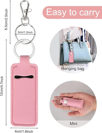 Chapstick Holder Keychain Lip Balm Holder Lipstick Sleeve Pouch Lip Gloss Holder Stocking Stuffers Gift for Women