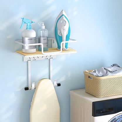 efluky Ironing Board Hanger Wall Mount, Ironing Board Holder Organizer for T-Leg & Y-Leg Ironing Boards, Space Saving Laundry Storage Rack, Black