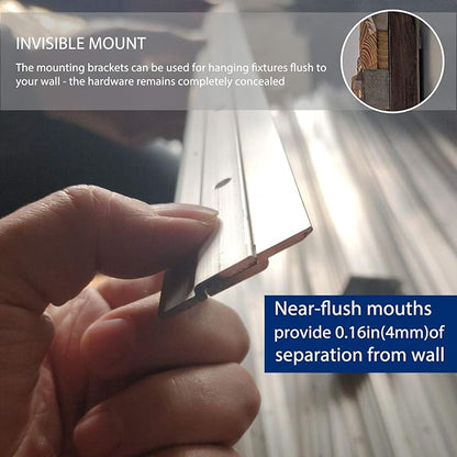 French Cleat Picture Hanger, Aluminum Z Hanger Interlocking Wall Mounting Bracket Hardware Kit Z Clips for Hanging Wall Painting, Mirrors, Panels, Artwork, Cabinet, Whiteboard (18 inch-1 Pair)