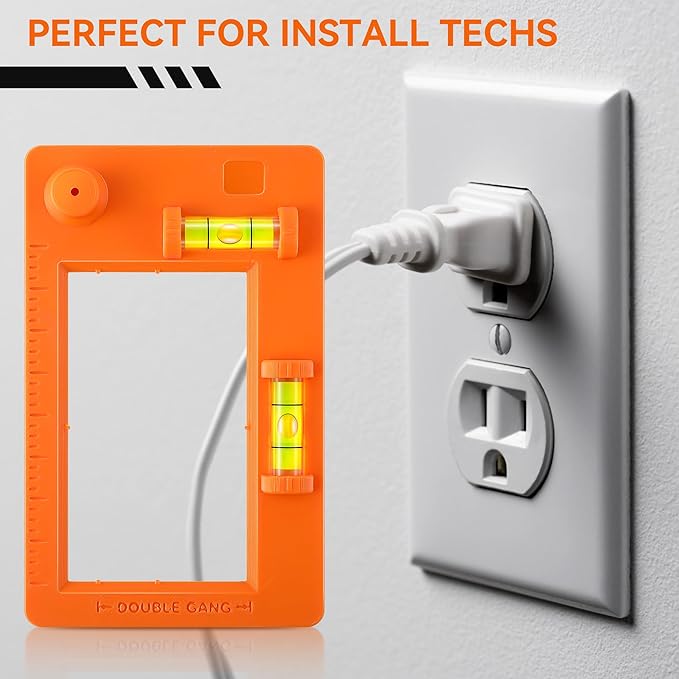 Low Voltage Mounting Bracket Template, Horizontal or Vertical Mounting Template for Single Gang and Double Gang Low Voltage Brackets, Easily Mark Out Cutouts(Orange)