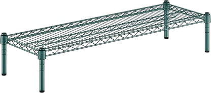 14" x 42" x 8" Green Epoxy Wire Storage Shelf, Dunnage Rack, Commercial 1 Tier Small Shelf