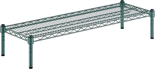 14" x 42" x 8" Green Epoxy Wire Storage Shelf, Dunnage Rack, Commercial 1 Tier Small Shelf