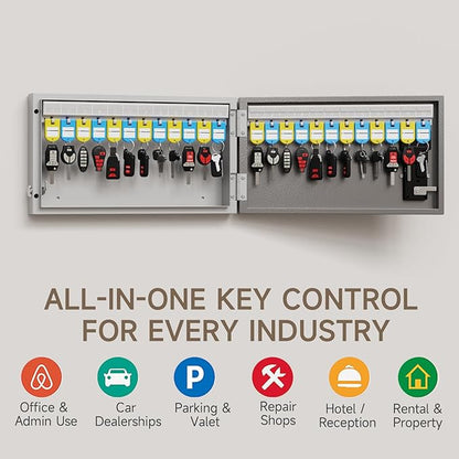 WeHere 24 Key Lock Box Wall Mount, APP Bluetooth/OTP/Wi-Fi/Fixed Code/Key Unlock, Smart Key Cabinet with Key Tag, Key Organizer Holder Box, Key Management Directory for Office, Valet, Realtor, Hotel