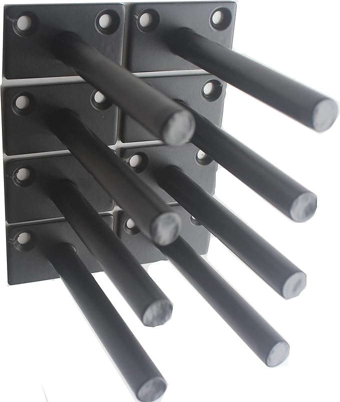 8 Pcs 3" Black Solid Steel Floating Shelf Bracket Blind Shelf Supports - Hidden Brackets for Floating Wood Shelves - Concealed Blind Shelf Support – Screws and Wall Plugs Included