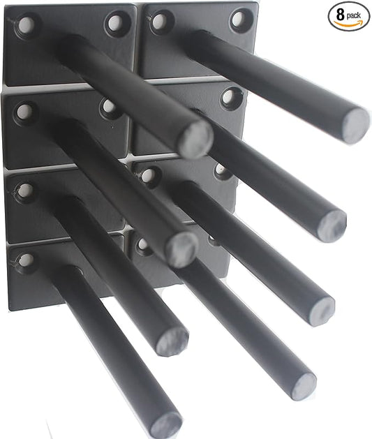 8 Pcs 4" Black Solid Steel Floating Shelf Bracket Blind Shelf Supports - Hidden Brackets for Floating Wood Shelves - Concealed Blind Shelf Support – Screws and Wall Plugs Included