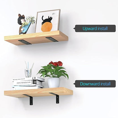 L Floating Shelf Brackets,4 Pack Heavy Duty L Brackets for Shelves, L 5" X H 4" Black Metal Countertop Support Brackets,Wall Mounting for Wood
