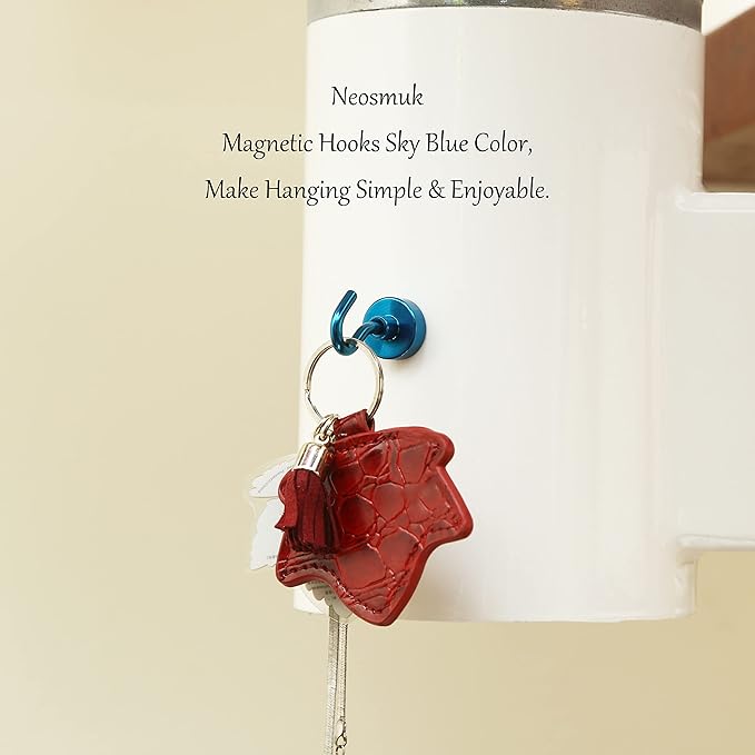Neosmuk Magnetic Hooks, Heavy Duty 30lb+ Strong Magnet Hook for Cruise Cabins, Cruise Ship Essentials for Hanging, Metal Wall Refrigerator Hangers (RoyalBlue, 10 Pack)