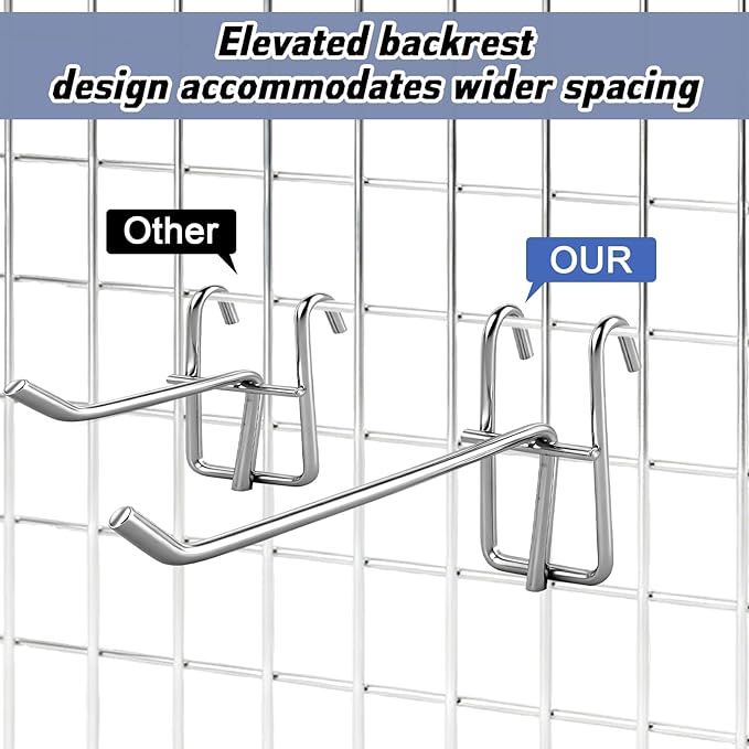 12 Pcs Heavy Duty Wire Shelving Accessories, 3.9/5.9/7.9 Inch Metal Hooks for Wire Shelving for Hanging Kitchen Utensils, Storage Rack Display Organizer Accessories