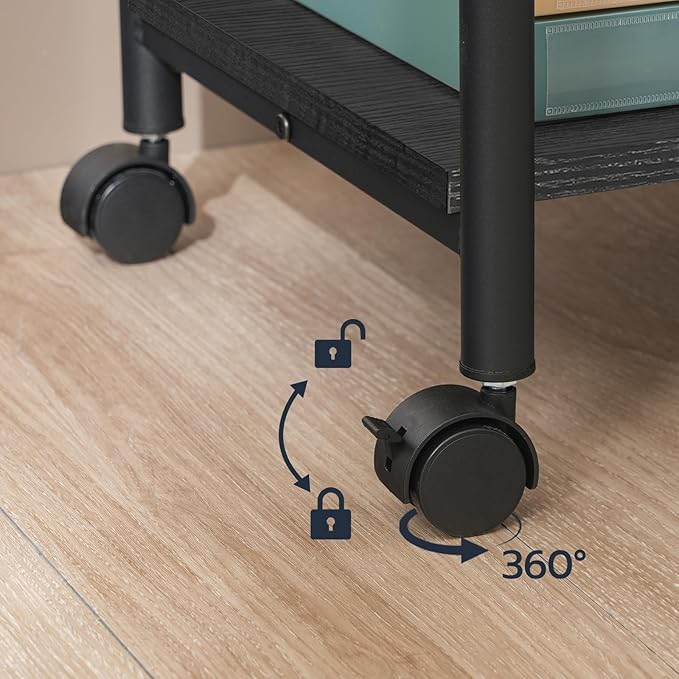 HOOBRO Printer Stand, 2-Tier Industrial Under Desk Printer Cart with Shelf, Mobile Heavy Duty Storage Rack on Wheels for Home, Office, Black BB02PS01G1