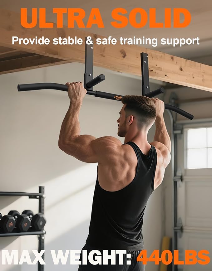 Fitarc Joist Mount Pull Up Bar, Wall Chin Up Bar Ceiling Mount for Beams, Heavy Duty Steel Construction, Home Gym Equipment -Patent Pending