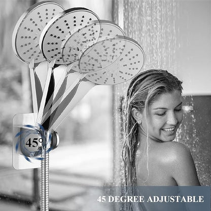 Shower Head Holder Strong Adhesive Adjustable Handheld Shower Wand Holder No Drilling Wall Mount Bracket (Silver)