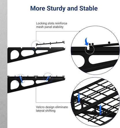 FLEXIMOUNTS 2-Pack 2x4ft 24-inch-by-48-inch Wall Shelf Garage Storage Rack Wall Mounted Floating Shelves, Black, Classic Series