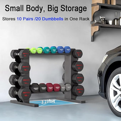 PROIRON Dumbbell Rack Stand for Home Gym, Upgraded Stable Weight Rack, 4-Tier Dumbbell Rack Stand Only Holder for Dumbbells, Free Weights, 450LB Capacity Heavy-Duty Compact Storage Organizer
