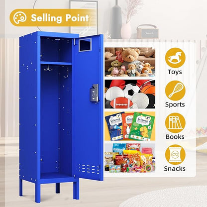 Metal Kids Locker,Metal Cabinet Storage Lockers,Lockable for Employees with Door,54" Height Steel Locker,Lockable Steel Locker for Children's Room, Playroom, School,Gym
