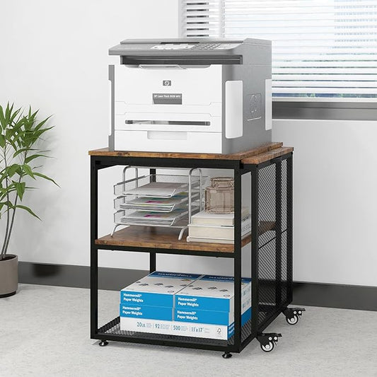 Natwind 24''x20''x29'' Large Printer Stand with Storage Shelves,Extendable Home Craft Table,Home Office Organization Desk, Versatile Table for Home Office, Kitchen, Study Room, Living Room (Retro)