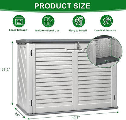 VINGLI Outdoor Storage Shed, Resin Storage Cabinet with Lockable Design, Weatherproof Tool Shed with HDPE Material, Resin Deck Box for Garden Tools, Pool Equipment, Garbage Cans, White (31.5 Cu.ft)