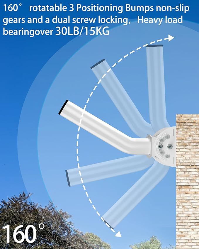 Outdoor Antenna Mount for Wireless Bridge, 1-Pack 11 in Dual Screw Locking J Pole Mounting Bracket for Wall or Pole, 160° Angle Adjustable, 1.38 in OD, for CPE, Access Point or Weather Station