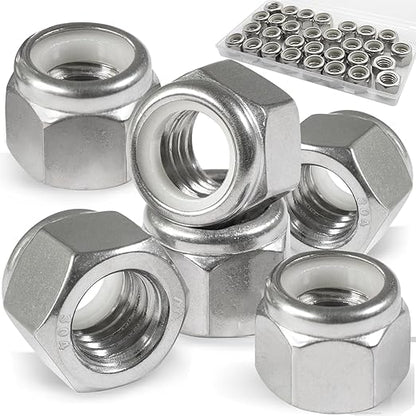 30 Pack 7/16"-14 Inch Lock Nuts,304 (A2-70) Stainless Steel Nylon Insert Locknuts,Standard Inch Thread Nylock Nuts