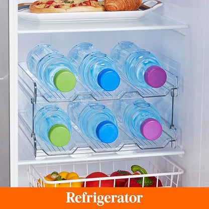 Lifewit 2 Tier Stackable Water Bottle Organizer for Cabinet, Plastic Bottle Holder Fits 6 Bottles/Tumblers up to 3.8" Diameter for Pantry/Countertop/Cupboard, 28 x 19 x 15 cm/11 x 7.5 x 5.7"