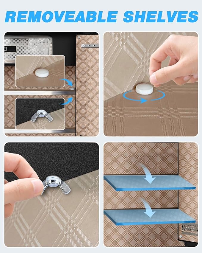 9.5 Cu Ft Super Large Fireproof Waterproof Safe Box for Office Document- HIDDEN LOCK BOX, Heavy Duty Steel Home Safety Box with Light, Dual Key System, Two Removable Shelf, Personal Combination Safe