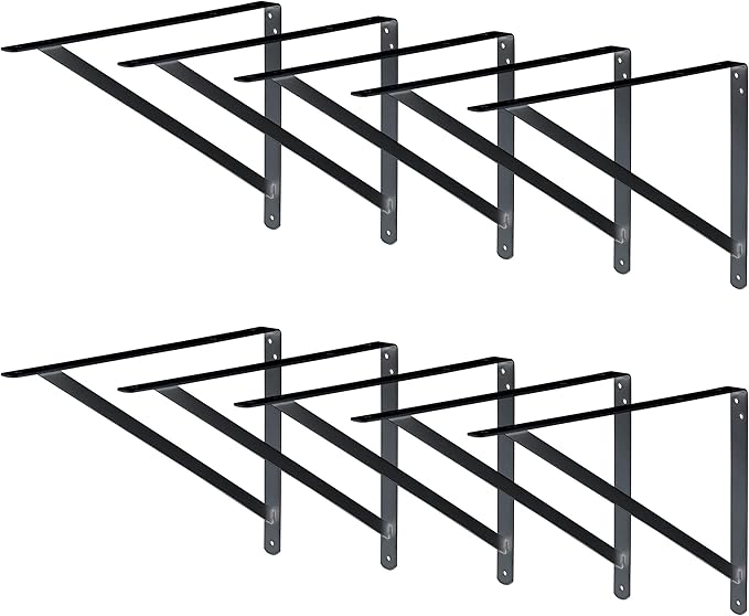 Decko Products 49152-10 Heavy-Duty Shelf Bracket, 19.25-Inch X 12.50-Inch, Black, 10-Pack