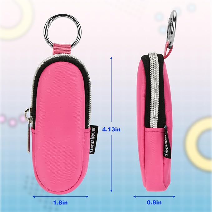 Homakover Portable Lip Balm Organizer Case with Keychain, Travel Chapstick Holder Storage Bag, Waterproof Small Cosmetic Organizer, Anti-Lost Lipstick Lip Gloss Sleeve Pouch Keeper Case (Pink, Large)