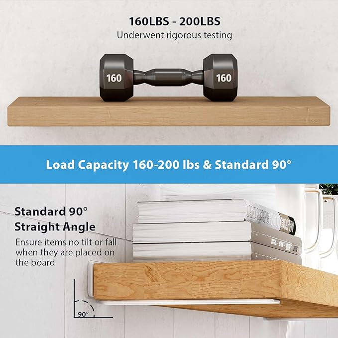 6 Inch Floating Shelf Brackets White, Hidden Invisible L Shelves Brackets, 1/5 Inch Heavy Duty Metal Industrial White Shelf Bracket Hardware Supports, 6 Pack Brackets for Wood Shelves