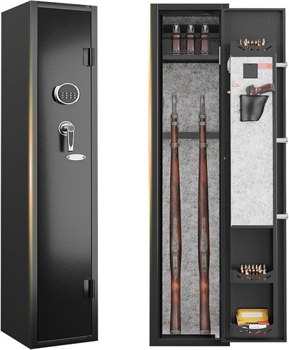 KAER 2-3 Gun Safe with Digital Keypad, Rifle Safe for Home, Secure Gun Cabinets for Rifles and Shotguns with Removable Shelf, Heavy-Duty Alloy Steel Security Safe for Bedroom Closet or Garage