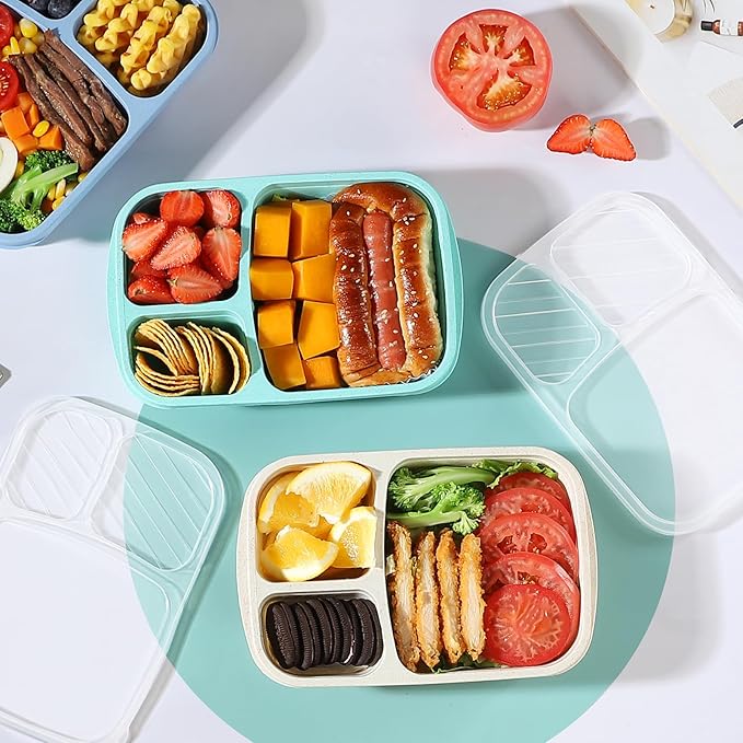 Bento Box Lunch Container for Adults & Kids, Leak-Proof Lunch Box with Compartments, BPA-Free Food Grade, Microwave Dishwasher Safe, Reusable Meal Prep Container for Work, School, Picnic, Travel