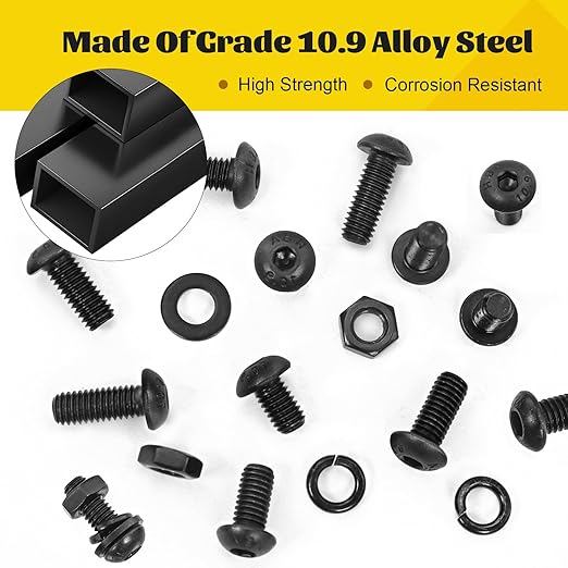 2200PCS M2 M3 M4 M5 Metric Screws Assortment Kit, Hex Socket Button Head Assorted kit, Machine Screw Set with Nuts & Washers,10.9 Alloy Steel Black Zinc Plated for 3D Printing