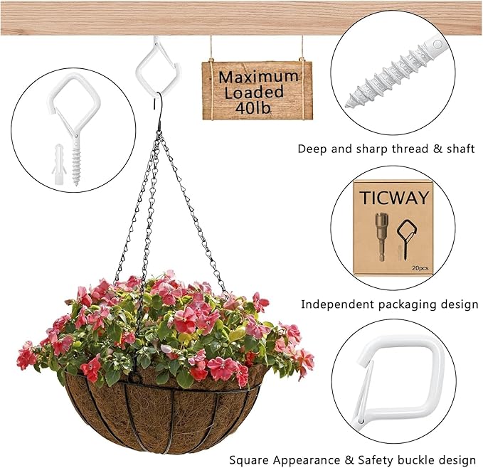 110 PCS Q-Hanger Hooks for String Lights, Ceiling Hangers for Plants & Wind Chimes, Christmas Decorations Outdoor Hooks White