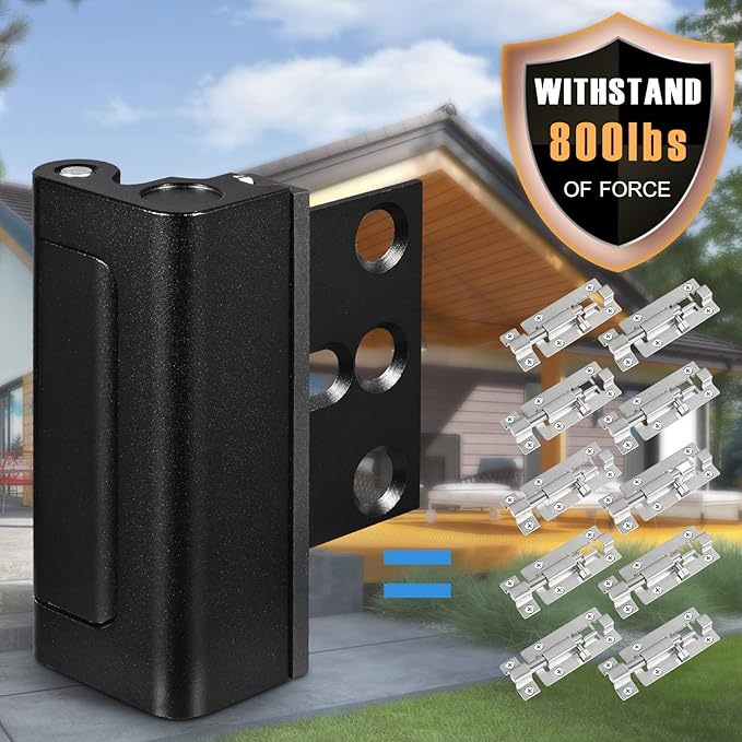 3Pack Home Security Door Reinforcement Lock, Childproof Safety Door Lock Latch Inside Stopper, Add High Security to Prevent Home Unauthorized Entry, Aluminum Construction Finish Black