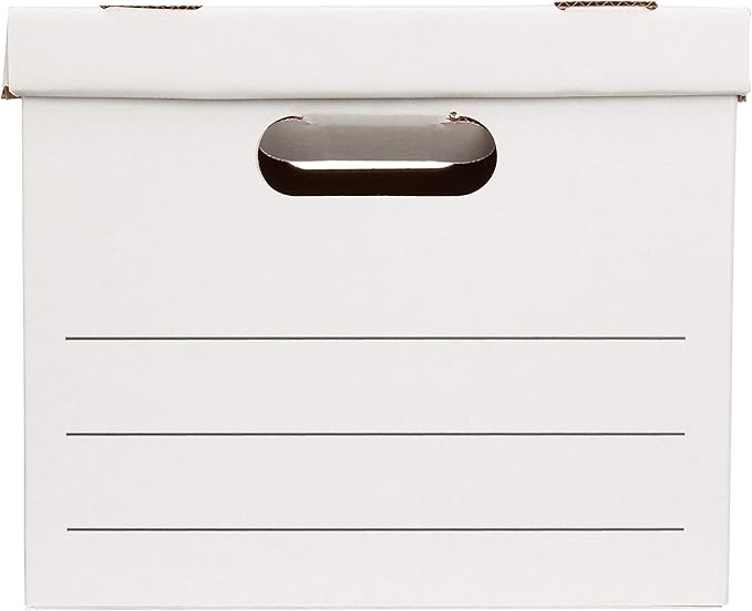 Amazon Basics Storage/Filing Boxes with Lift-Off Lid, Letter/Legal Size, Collapsible, Tape-Free Assembly, White, 16.2" L x 12.5" W x 10.5" H, 20-Pack